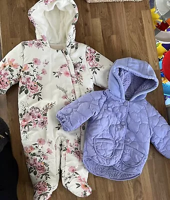 Baby Girl 1 X Next Snow Suit And 1 X George Coat Aged 3-6 Months (hardly Worn) • £3.50