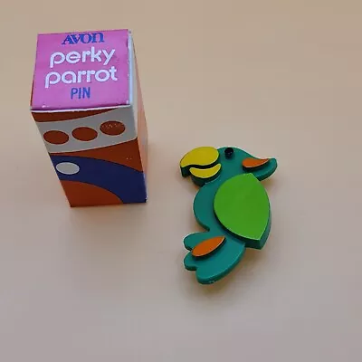 VTG AVON Green Plastic Perky Parrot Brooch Pin With Original Box•Bird•Tropical  • $10