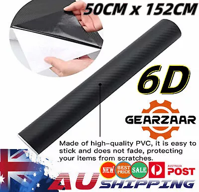 Black 6d Super Ultra Gloss Carbon Fibre Fiber Car Vinyl Wrap Film 1.52m X 50cm • $11.29