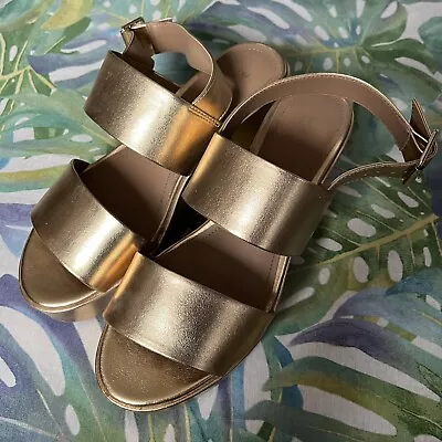 H&M Gold Platform Sandals Size UK6/EU39 • £12