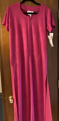 Vintage 1970s Bright Pink Zip Terry Cloth Dress Maxi Cover Up  By Chantel New • $49.99