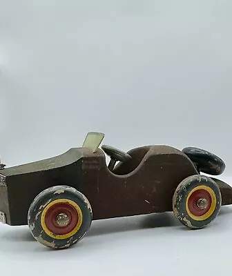 Vintage Hand-Made 12” Wooden Toy Racing Car 1940s? • $99.99