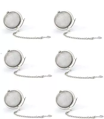 6pcs Stainless Steel Tea Strainer Mesh Tea Ball Filter Net Round With Chain • $10.69