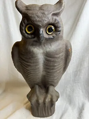 Vintage HEAVY PAPER MACHE GREAT HORNED OWL DECOY W/ GLASS EYES • $95