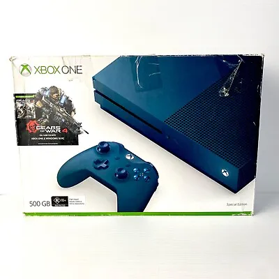 Blue Microsoft Xbox One S 500GB Console + Box - Gears Of War 4 Edition - Tested • $228.88