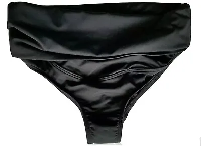 LandsEnd Maternity Size 4 Black Foldover Swim Brief Bikini Bottom Over The Belly • $14.99