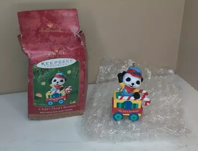 Vintage Hallmark Keepsake Ornament 2001 Child's 3rd Christmas Panda In Cart • £6.26