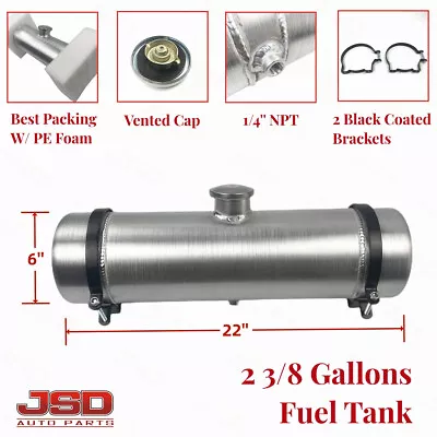 6x22'' 2 3/8 Gallons 1/4 NPT Round Fuel Tank Center Fill Aluminum Spun Gas Tank • $101.74