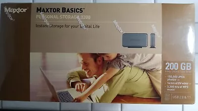 Maxtor Basics Personal Storage 3200 200 GB External Hard Drive New Sealed🔵 • $29.99