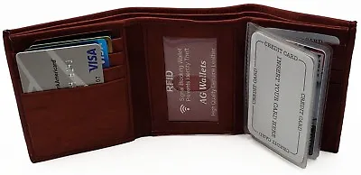 AG Wallets MENS Trifold RFID Wallet Cowhide Leather Removable Inserts • $18.18