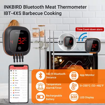 Inkbird Digital Thermometer Bluetooth Meat Smoker Thermometer Probe BBQ Wireless • $36.57