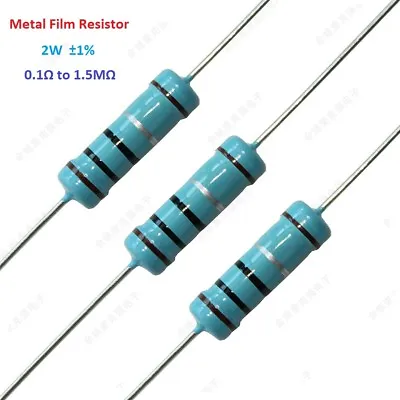 100pcs Metal Film Resistor 2W Tolerance ±1% Full Range Of Values(0.1Ω To 1.5MΩ) • $4.68