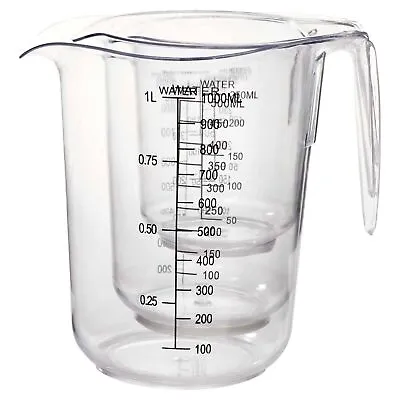 3 Sizes Measuring Jug Clear Plastic Grip Baking Kitchen Set Flour Sugar Water • £2.99
