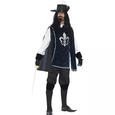 Smiffys Musketeer Male Costume With Top Hat Navy (Size L) • $41.10