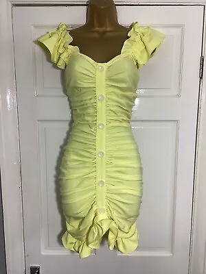 New Zara Vibrant Yellow Ruched Sun Dress Size Small  • $12.63