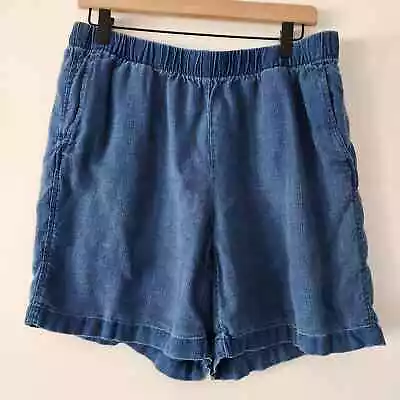 Pure J. Jill Indigo Blue Pull On Elastic Waist Shorts Womens Size M • $25