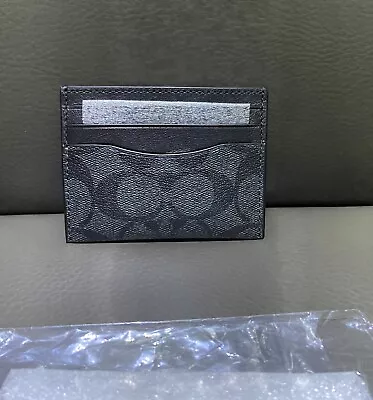 COACH Men’s Black/Charcoal Slim Signature ID Credit Card Wallet - NEW In Plastic • $59.99