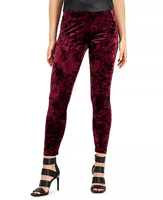 Velvet Leggings High Rise Contour Waistband Currant Burgundy Small INC $39 - NWT • $9.99