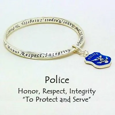 POLICE Mobius Bangle Police Charm Bracelet-& Inspirational Prayer Card • $14.99
