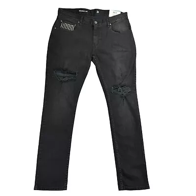 INC Mens Skinny Fit Destroyed Stretch Jeans Black 36 • $27.97