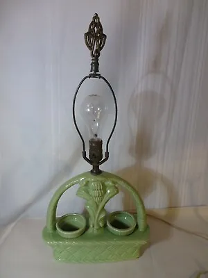 Vintage Tv Lamp Chartreuse Ceramic Planter Basket Mid Century • $78.88