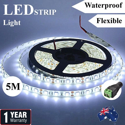 $15.99 • Buy Cool White Waterproof 12V 5M 5050 SMD 300 Leds LED Strip Lights Car Boat Caravan