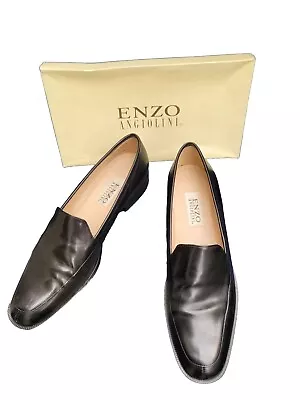 Enzo Angiolini Leather Penny Loafers Shoes Women Size 10.5 M Black Slip On • $7.68