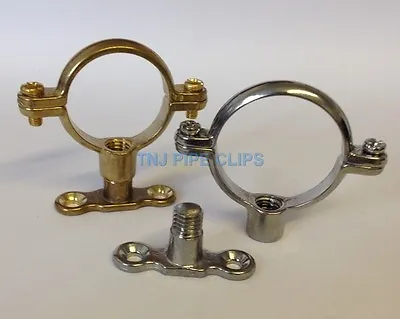 Brass Or Chrome Munsen Ring & Male Baseplate - Pipe Clip Clips Many Variations • £1.99