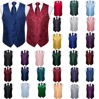 Formal Mens Waistcoat Purple Floral Paisley Formal Wedding Tuxedo Vest All Sizes • $24.99