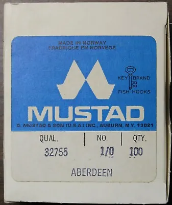 Vintage Mustad 32755 Size 1/0 Aberdeen Hooks Made In Norway Mustad & Son USA • $12.99