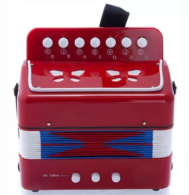 *GREAT GIFT* NEW Top Quality Red Accordion Kids Musical Toy W 7 Buttons 2 Bass • $24.99