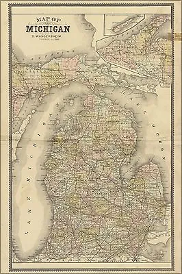 Poster Many Sizes; Map Of Michigan 1896 • $63.53