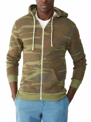 Alternative Men's 'Rocky Eco' Zip Hoodie In Camo Green-Medium • $29.97