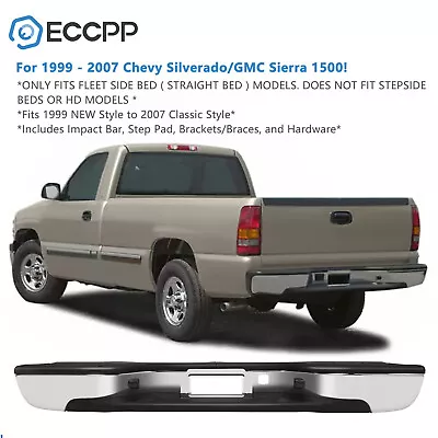 Chrome Rear Complete Step Bumper Assembly Fits 1999-2006 Chevy Silverado 1500 • $108.88