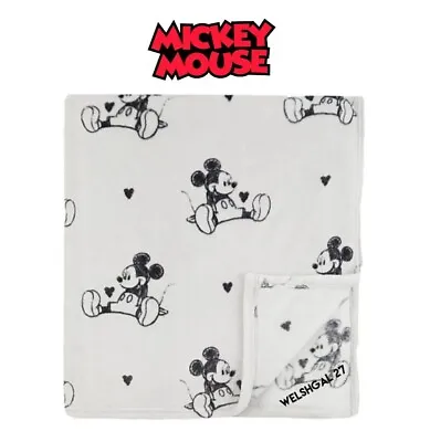 BNWT DISNEY MICKEY MOUSE KINGSIZE SOFT FLEECE BLANKET THROW 200x220cm KING GREY • £19.99