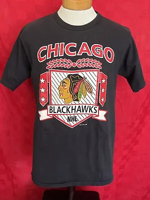 VINTAGE 1990 Chicago Blackhawks NHL Hockey Shirt Indian Jostens Large • $35.49