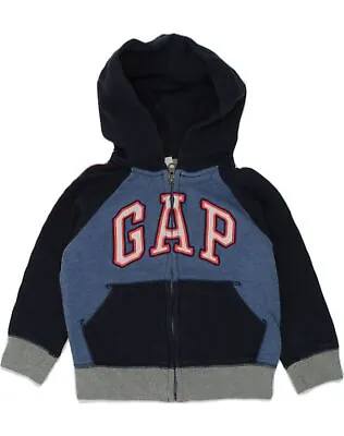 GAP Baby Boys Graphic Zip Hoodie Sweater 18-24 Months Blue Colourblock OH09 • £12.08
