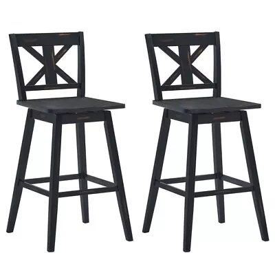 Set Of 2 Home Swivel Height Bar Stool Kitchen Rubberwood Sturdy Restaurant Chair • $152.98