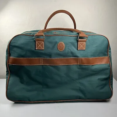$26.69 • Buy Vintage Polo Ralph Lauren Green Duffel Carry On Luggage Weekender Bag Travel