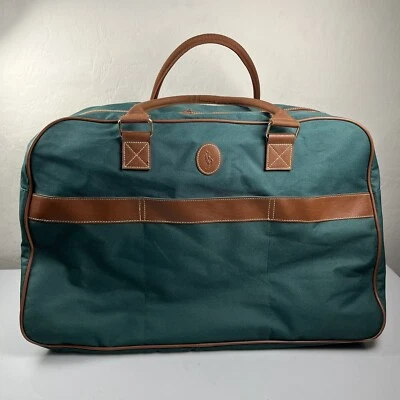 $26.69 • Buy Vintage Polo Ralph Lauren Green Duffel Carry On Luggage Weekender Bag Travel