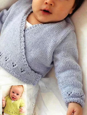 £1.99 • Buy Premature Baby Girls Wrap Over Cardigan Eyelet Jacket KNITTING PATTERN 10 - 18 