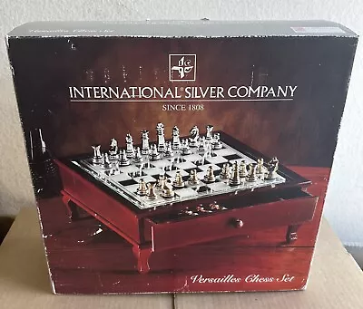 International Silver Company Versailles Chess Set Gold & Silver Plate Wood Chest • $69.99