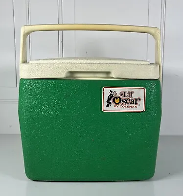 Vintage 5272 Lil’ Oscar By Coleman Cooler 16qt Green White Lid Made In USA 1982 • $29.99