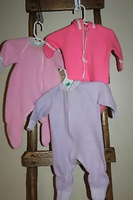 3 VINTAGE~Footed PAJAMAS~Fleece~SLEEPER~Gerber~ONE Piece~PINK~Purple~0-6 Months • $9.99