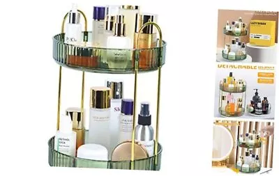 360 Spinning Makeup Organizer Rotating Bathroom Makeup 2-Tier Dark Green • $34.21