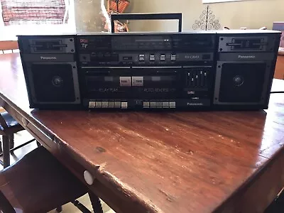 VINTAGE PANASONIC AM/FM STEREO CASSETTE PORTABLE BOOMBOX RADIO RX-CW43 Read Desc • $49