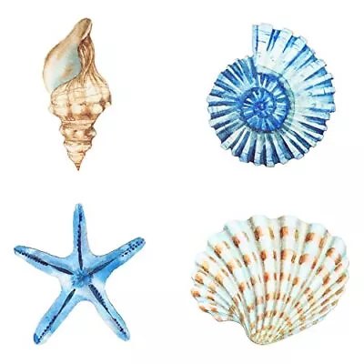 $12.91 • Buy 4 Pieces Beach Wall Decor Plague Ocean Theme Marine Coastal Decorations WoodÂ
