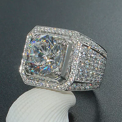 £7.18 • Buy Men's 2 CT Simulated Diamond Rings 925 Sterling Silver Rings Wedding Luxury Ring