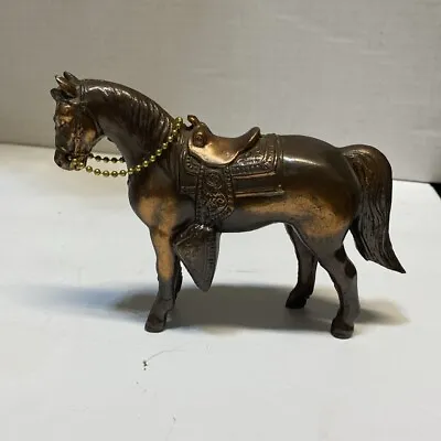 Vintage Cast Metal Bronze Finish Horse  Saddled • $13.95