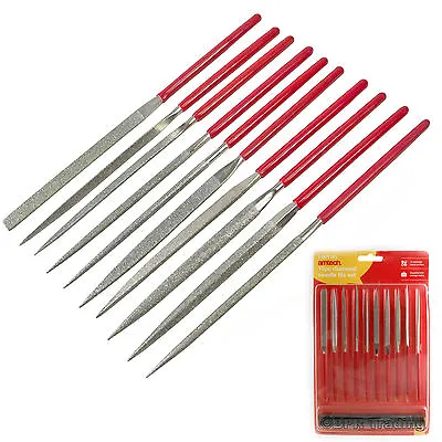 Diamond Needle File Set Jeweller Jewellery Repair Modelling Shaping 140mm 10pc • £7.29